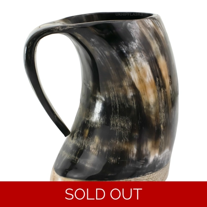 Mug - Ox Horn - Approx 550ml - Wood Base